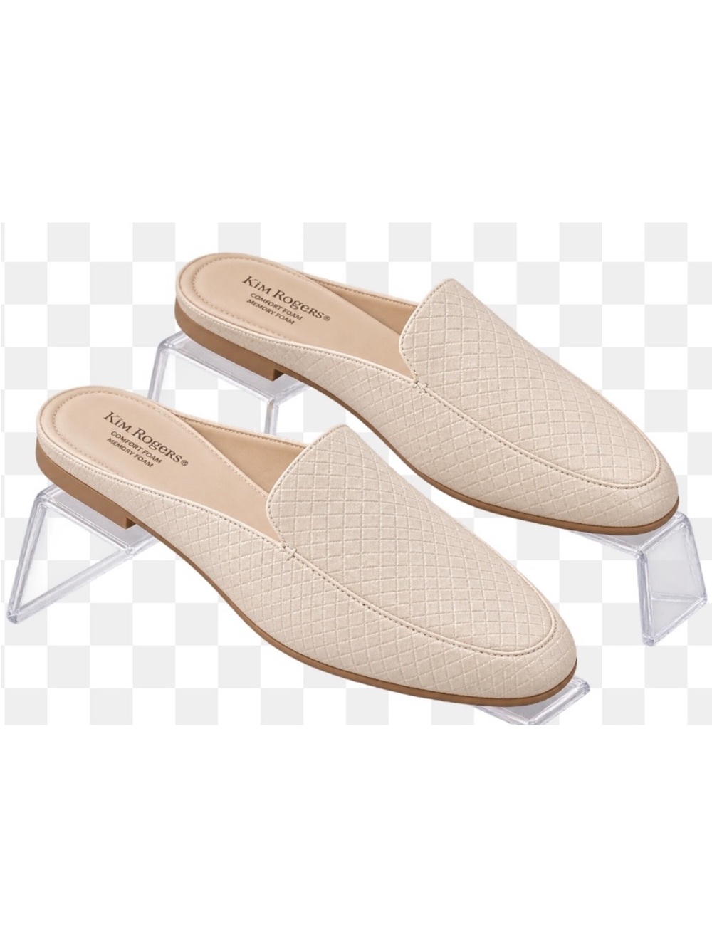 Kim Rogers Cream Textured Slip-On Mules
